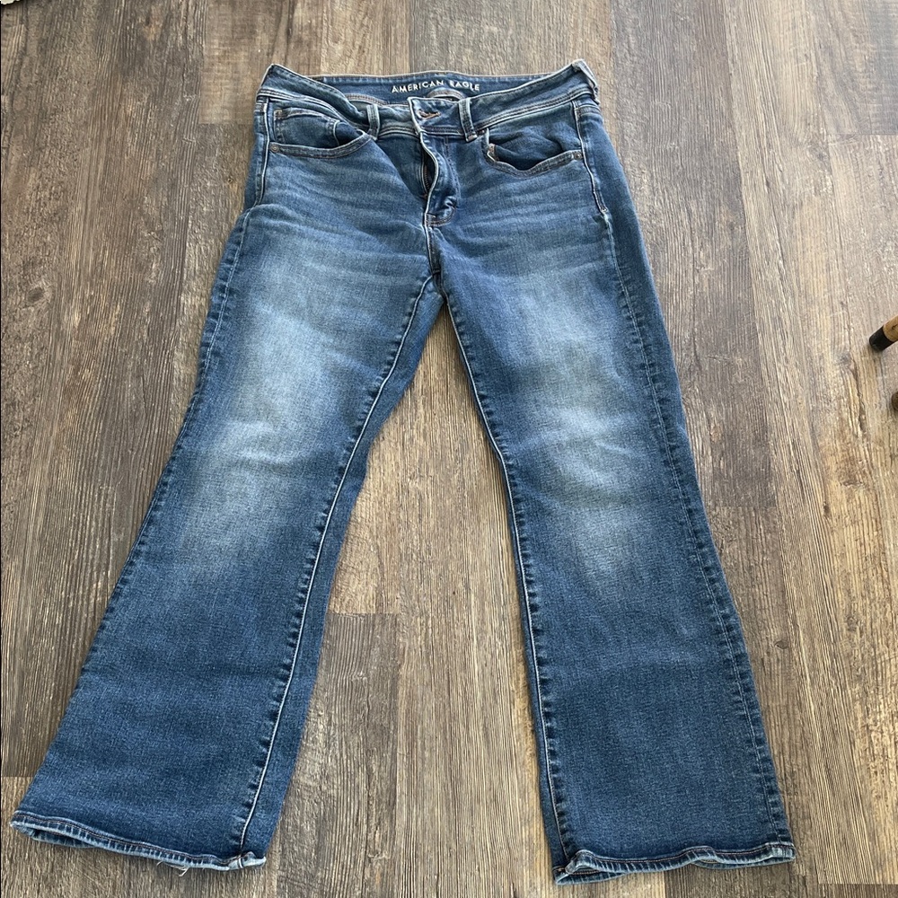 American Eagle Outfitters Women's Dark Blue Flare Jeans